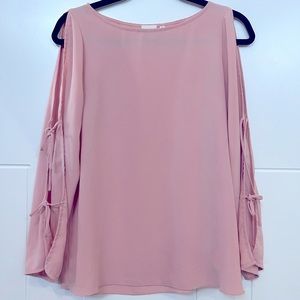 Aritizia Wilfred Pink Flowy Blouse with Tie Bell Sleeves Sz S